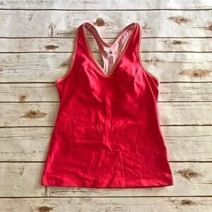 VSX Sport Red Coral Padded Workout V-Neck Tank Top